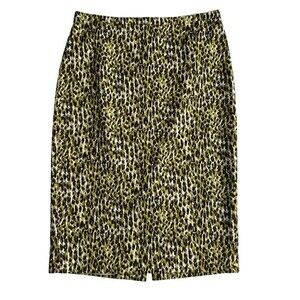 J.Crew no.2 pencil Skirt Abstract Animal Print Patterned 2 Green Knee Length